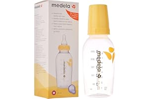 Medela 0080136 – Medium-flow baby bottle with teat.