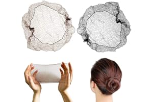 Quesuc 30 retine per capelli elastiche nere e marroni, retine per capelli invisibili per chignon, retine per capelli elastiche per ballerine e infermiere, 50 cm