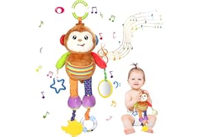 Venditer Bébé Jouet de Poussette, Jouets D'éveil Bebe 0 3 6 12 Mois, Spirale D'activité Bébé Jouet, Hochet Jouets Animales, Jouets Doux de bébé de Hochets (Singe)