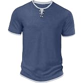 Hisir Men's Summer Short Sleeve Round Neck Casual Classic Color Block T-Shirt