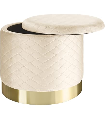 Pouf Rotondo Nanning In Tessuto Grigio - Sgabello Basso O Poggiapiedi Per Salotto - Foto 6