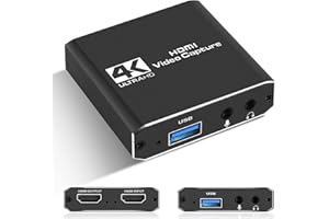 KuWFi Capture-Karte HDMI Audio Video mit Schleifenausgang, Karte für Audio-Video USB 2.0 4 K/1080p Adapter HDMI auf USB für Live-Streaming, kompatibel mit DSLR/Computer/PS4
