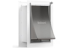baboni Pet Door for Wall, Steel Frame and Telescoping Tunnel, Aluminum Lock, Double Flap Dog Door and Cat Door, Strong and Durable (Pets Up to 100 Lb) -Large, White
