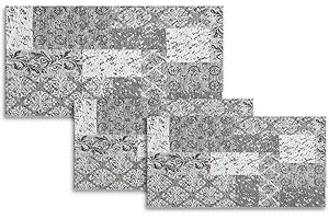 Confezioni.Giuliana Tris camera da letto scendiletto 3 tappeti ciniglia classico arazzo grigio