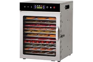 Panana Deshydrateur Alimentaire avec 6/8/12 Plateaux en Inox - Déshydrateur avec Minuterie 24h et Température 30-90 °C - Deshydrateur Viande, Fruits- 400W Déshydrateur Alimentaire (12 Plateaux)