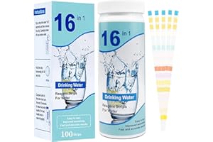 MELLYSTORE 16 en 1 Tiras de Prueba de Agua Potable 100 Piezas Kit de Prueba de Agua Potable en el Hogar Prueba Rápida Fácil Medidor Cloro y PH Piscinas para Probar PH, Dureza, Cloro Libre, Alcalinidad