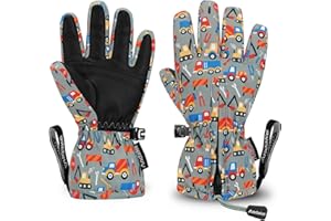 Andake Guanti da Sci per Bambini 2-10 Anni Guanti da Neve Bambino Invernali Impermeabili Guanti Caldi per Bambini Inverno Ragazzi e Ragazze