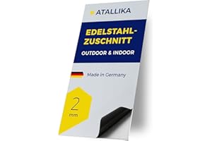 ATALLIKA Edelstahlblech 2mm [blank, 300 x 200 mm] - Metallplatte aus V2A Edelstahl [wetterfest für Outdoor & Indoor] - präziser Blech-Zuschnitt aus Deutschland [einseitig gebürstet]