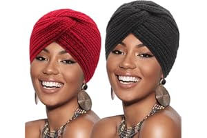 DRESHOW Gorro de Punto Turbante para Mujer Gorro de Lana Con Giro Cruzado Gorro Grueso Cálido para Invierno