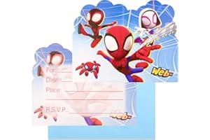 Chukua 20Pcs Spidey Party Invitations Birthday, Spidey Invites, and His Amazing Friends Party Invites with Envelopes, Birthday Invitations for Kids, Double-Sided Printed