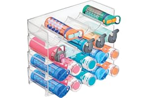 mDesign Zestaw 4 półek na butelki z możliwością układania w stos, praktyczny plastikowy regał na wino na maksymalnie 5 butelek, poręczny regał na butelki wina lub inne napoje, przezroczysty