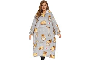 THREE POODLE Felpa Coperta Oversize con Cappuccio, Felpa Gigante Coperta Indossabile con Maniche, Coperta con Cappuccio Ultra Morbida e Calda, Cozy Hoodie Felpa Pile per Donna,Uomini e Bambini, Regalo