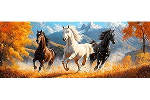 Bimkole DIY 5D Grande Diamond Painting Kit Completo Fai da Te Cavallo, Animali Autunnali Pittura Diamante Punto Croce Strass Arte E Creazione Di Mosaico Decorazione Murale Artigianale 30x80 cm