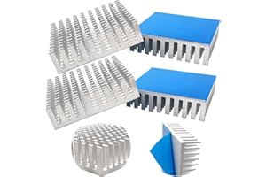 CTRICALVER 4 Stück Aluminium Kühlrippen Kühler-Set (Silber), mit Thermoklebeband, 40 * 40 * 11mm, für Computerhosts, 3D-Drucker usw