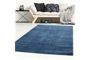 Taracarpet Kurzflor-Designer Uni Teppich extra weich fürs Wohnzimmer, Schlafzimmer, Esszimmer oder Kinderzimmer Gala dunkel-blau 160x230 cm