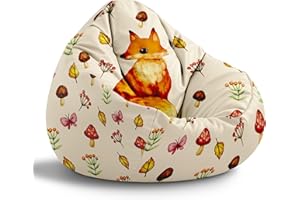‎DREAMROOTS DreamRoots Sitzsack Kinder mit füllung - Sitzkissen Kinder Boden - Kinderzimmer Möbel - Sitzsäcke fürs kinderzimmer - Bean Bag M Little Fox