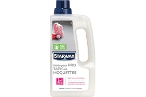 STARWAX - Nettoyant Méthode "Pro" pour Tapis et Moquettes - Ravive les Couleurs - Combat les Risques Dus aux Acariens - Laisse une Agréable Odeur de Frais - Fabriqué en France - 1L - 30 m²