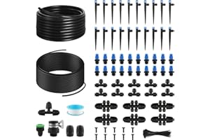 VONLUX 230ft/70m Irrigation System Kit - Garden Watering System with 1/2'' 1/4" Irrigation Tubings and Connectors, Nozzles, Automatic Drip Irrigation System Set for DIY Greenhouse Flowerbeds Plants