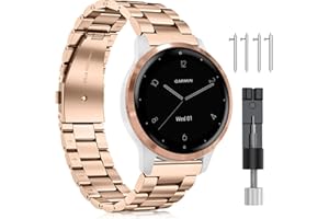 FINTIE Pasek kompatybilny z Garmin Vivoactive 4S/Venu 2S/Vivomove 3S, pasek wymienny 18 mm ze stali nierdzewnej,