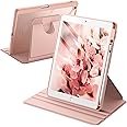 JETech Rotating Case for iPad 9/8/7 (10.2-Inch, 2021/2020/2019 Model, 9th/8th/7th Generation) with Pencil Holder, 360 Degree Rotation Stand Cover Clear Back, Auto Wake/Sleep (Rose Gold)