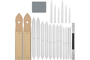 Naapesi 22 Stück Mischen Papierwischer Estompen Set, Blending Stümpfe und Tortillionen Set mit Schleifpapier Bleistiftspitzer, Bleistiftverlängerungswerkzeug und Radiergummi für Skizzen Zeichnen