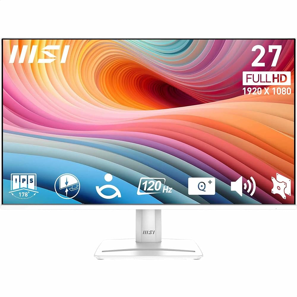 MSI 27" PRO MP275W E2 Kurumsal Monitör, Flat, FHD, IPS 120Hz 1ms Adaptive-Sync