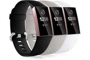 Dirrelo 3 Pack Compatible con Fitbit Charge 3 Correa/Fitbit Charge 4 Correa/Charge 3 SE Correa para Mujeres Hombres, Pulsera Deportiva de Repuesto Ajustable de Silicona Suave