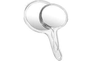 ‎OMIRO OMIRO Handspiegel Doppelseitiger Handspiegel 1X/3X Vergrößerungsspiegel mit Griff, 2er Set (Klar)