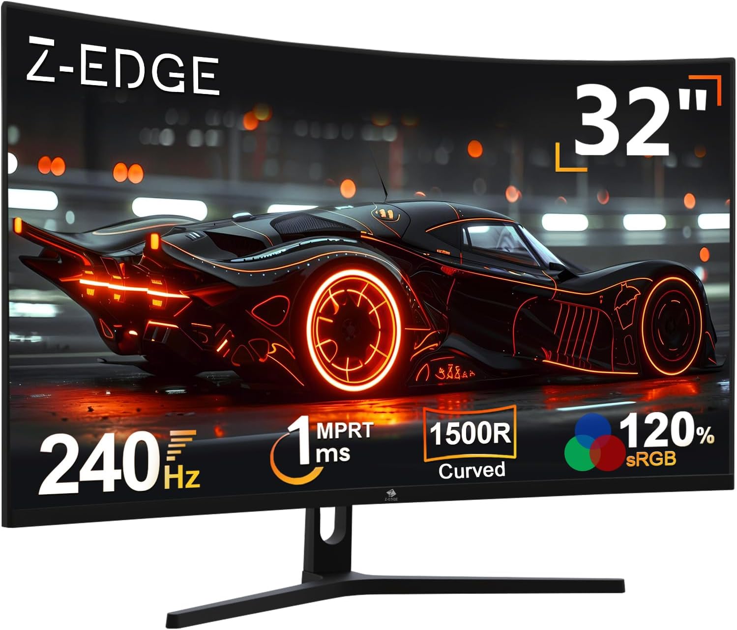 Z-Edge 32 Inch Curved Gaming Monitor 240Hz 1ms MPRT Full HD 16:9 Curved Screen Frameless LED Monitor, Ultra-Thin Bezel, FreeSync, DisplayPort & HDMI, Black