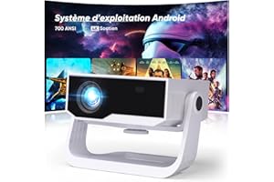 Videoprojecteur Intelligent Wielio Android 11, FHD 1080P Compatible 4K, WiFi6 & BT5.2, 700ANSI, Soutien Réglable 120°, Focus électronique, Correction Trapézoïdale pour iOS/Android/Switch/PS5