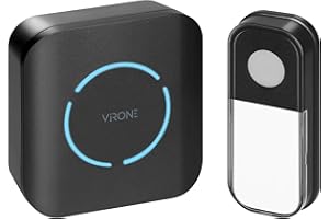 Virone FUDU DC Dzwonek do Drzwi Bezprzewodowy Bateryjny 5 Poziomów Głośności 0-88 dB Zasięg do 180m 36 Melodii do Wyboru Odporność na Warunki Atmosferyczne IP44 (zasilanie bateryjne)