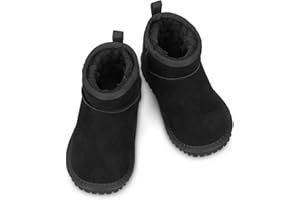 Mishansha Enfant Bottines d'hiver pour Garçon Fille Bottes de Neige Antidérapant Chaussures Chaud Fourrure Doublé GR.24-36