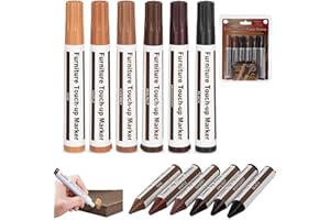 BAVOOTY Marqueurs De Réparation pour Meubles en Bois,Feutre Retouche Bois,Stylo De Retouche pour Meuble,Kit Reparation Parquet,pour Les Taches,Rayures,Sols,Tables,Cadres,Lits,Livré avec Un Bâton De Cire