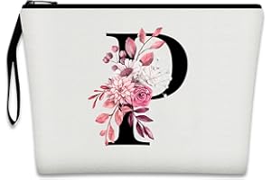 Bliceon A-Z Personalisierte Make-up-Tasche, Geburtstagsgeschenke für Frauen und Mutter, personalisierte Geschenke für Frauen, Geschenke für Freundinnen, Braut und Brautjungfern Kosmetiktasche - P