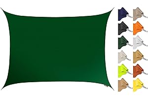 Kookaburra 5m x 4m Rectangle Water Resistant Garden Patio Sun Shade Sail Canopy 96.5% UV Block with Free Rope (Green)