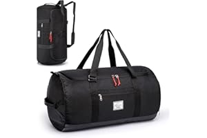 Lyweem Travel Duffel Bag for Men, 60L Large Sports Duffle Bag Backpack for Women Weekender Overnight Holdall Bags with Shoes Compartment Multifunctional Gym Bags, Black