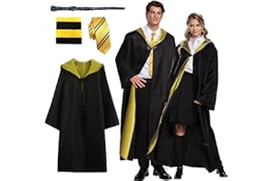 Kitimi Magic Robe, Umhang,4PCS Zauberer Cosplay Kostüm für Erwachsene,with Cape,Magic Wand,Glasses,Scarf,Tie,Halloween Wizard Costume for Cosplay,Carnival,Fancy Dress