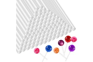 QfwdfcTrenz 100 Pcs Acrylic Cake Pops Sticks Clear 15cm Clear Lolly Sticks Rods Candy Lollipop Cake Making Tool Candies Chocolates Plastic Stick Strip for DIY Crafts Making (3mm)