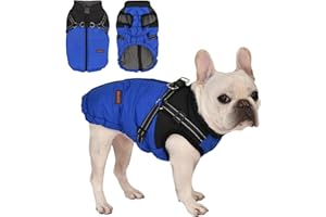 Wunive Hundemantel Hundejacke Winter Wasserdichter Hundemantel Kleiner Hundemantel Welpen Harness Hundemantel Warme Hundejacke Hundemantel mit Geschirr Built in 2 in 1 für kleine mittlere große Hunde
