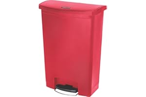 Rubbermaid Commercial Products 1883570 Poubelle en résine avec marche avant Rouge 90 l