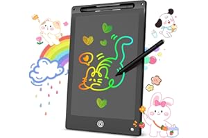 Tavoletta Grafica LCD Scrittura Colorata, Lavagna Digitale Cancellabile con Pulsante Elimina e Blocco Schermo, Giocattolo Educativo e Regalo di Compleanno e Natale (Nero, 12 inch) - 1