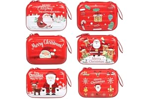 CAUTIOUS 6PCS Porte Monnaie de Noël, Porte-Monnaie Enfant Noël Boîtes à Bonbons de Noël Boîte Noël Vide Etui écouteurs pour Noël Écouteurs Chocolats Bonbons
