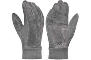 Harssidanzar Gants d'hiver pour homme en laine polaire chaude doublée de daim SM045EU