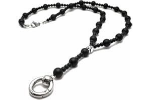 Onyx Necklace 8 mm 4 mm Black Pearl Chain Round Clasp Women's Necklace Y-Chain Jewellery Cross Handmade (67 cm)