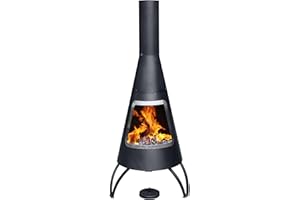 Gardeco Cono Chimenea with Stainless Steel Trim - Black