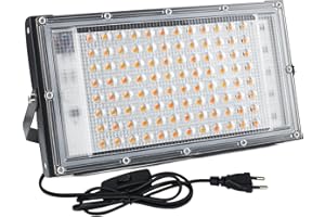 CREATESTAR 100W Foco LED Exterior, Super Luminoso 10000Lm Foco Proyector LED 3000K, Iluminación de Exterior Seguridad Blanco Cálido, IP65 Impermeable para Patio, Jardín, Garaje