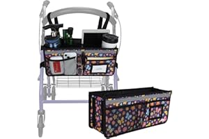 ‎SUPREGEAR supregear Rollatorkorb, Große Kapazität Organizer Tasche mit Mehreren Taschen, Faltbarer Universeller Wasserfester Aufbewahrungsbeutel für Senioren, Violett Schmetterling