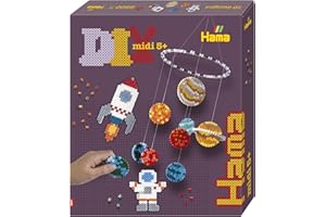 Hama Gift Box - Space | Approx. 2.500 Beads, 2 pegboards. 1 Display Mobile Ring, 1 String, Colour Printed Design Sheet, Instructions and Ironing Paper