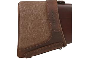 Tas Trost Gewehr-Knopfstockverlängerung, Retro, Leder und Segeltuch, zum Überziehen, für Schrotflinten und Schießpistolen, Stoßschutz (braun)