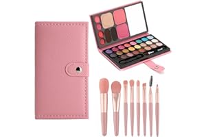 AURASKY Kinderschminke Set Mädchen, Make-up-Set für Kinder, 33 Farben, Kinder Lidschatten mit 8 Pinsel, Kosmetik Spielzeug Geschenk für Bühne, Halloween, Party, Geburtstag A